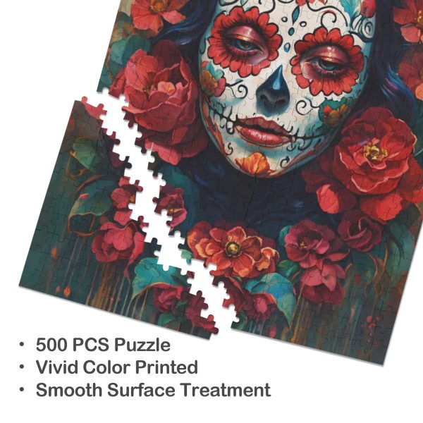 0343e517ca6f2960594e618a0983498e Red Flowered Skull Jigsaw Puzzle