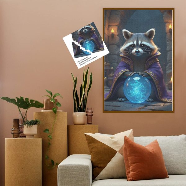 Wizard Raccoon Crystal Ball Jigsaw Puzzle