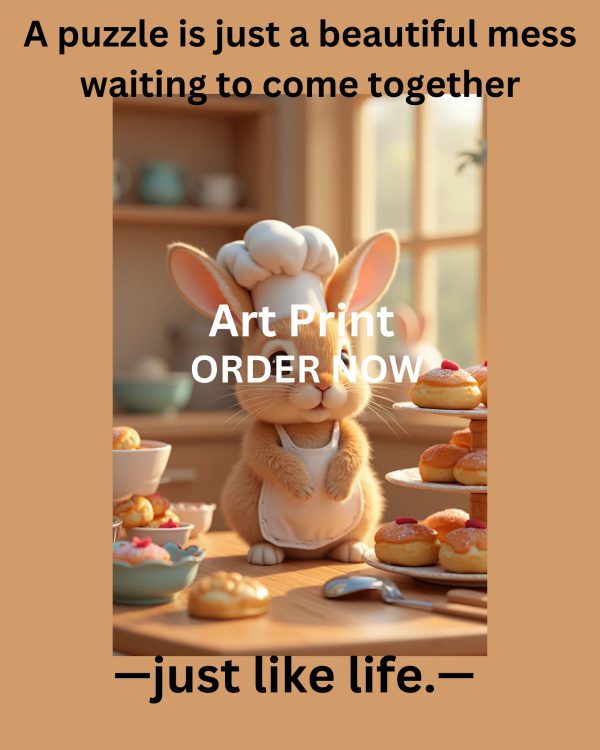 Charming Bunny Baker Jigsaw Puzzle Pieces Or Art Print