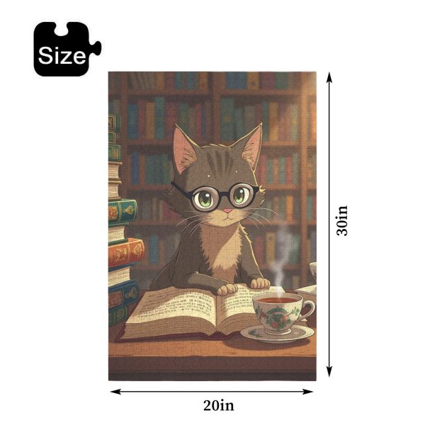 Whimsical Scholar Cat Jigsaw Puzzle