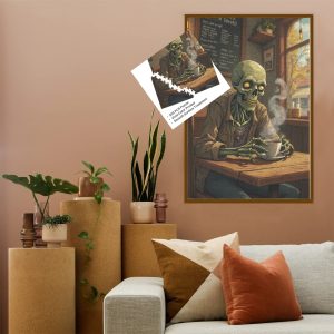 Creepy Cozy Skeleton Coffeehouse Jigsaw Puzzle