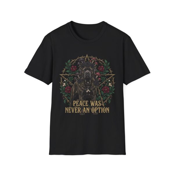 Peace Was Never An Option T‑Shirt — Floral Doberman Graphic Tee