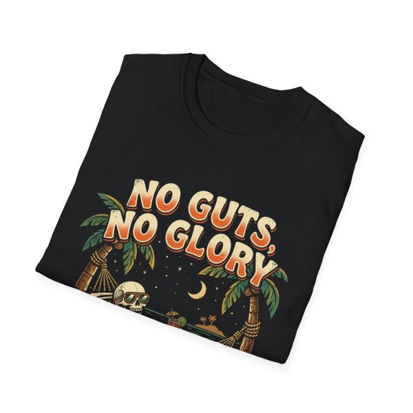 T-Shirt — "No Guts, No Glory" Skeleton Beach Retro Graphic