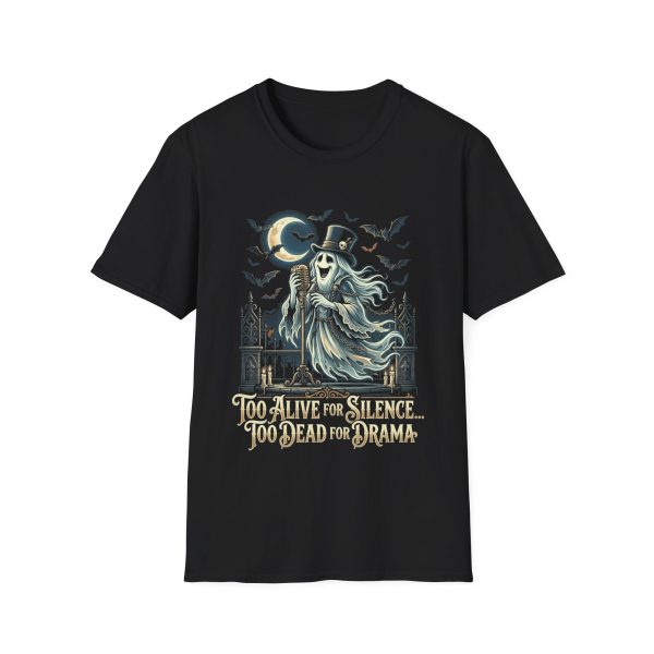 10630297172409011303_2048.jpeg Ghostly Gentleman T-Shirt — "Too Alive for Silence, Too Dead for Drama" Halloween Tee