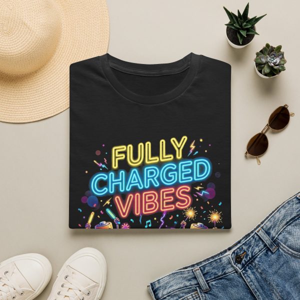 Fully Charged Vibes T‑Shirt — Neon Battery Party Tee