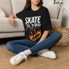 Skate 'Til Dead T-Shirt — Flaming Skeleton Skateboard Tee