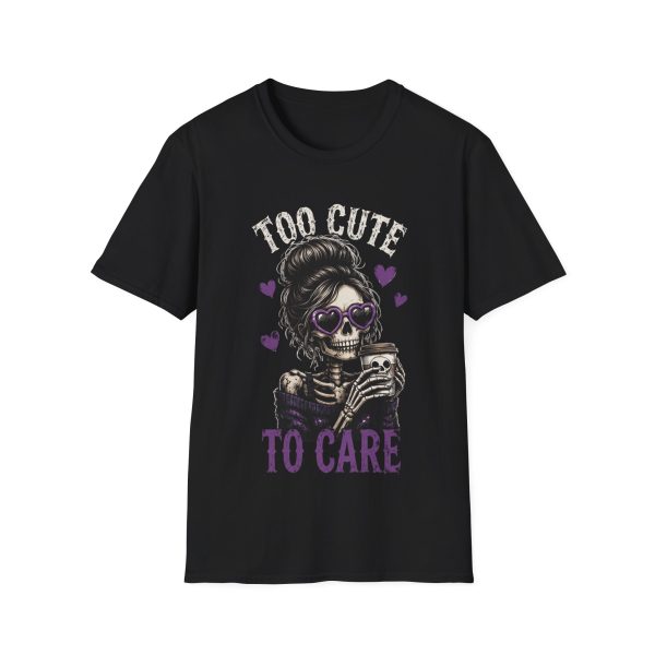 11158693064460811602_2048.jpeg Too Cute To Care Graphic T-Shirt — Skull Girl Heart Sunglasses Tee