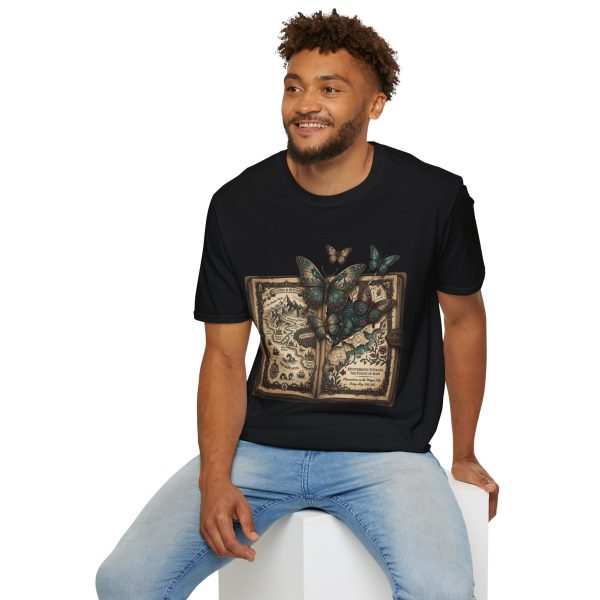 Butterfly Grimoire T‑Shirt — Vintage Book & Blue Butterflies