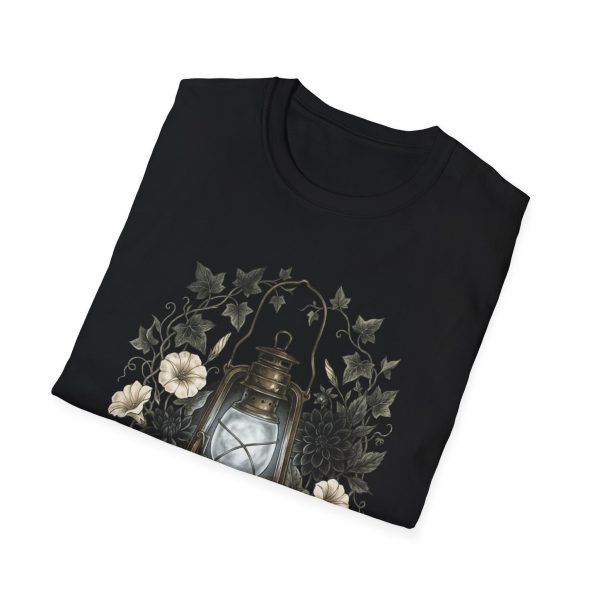 Lantern & Floral Tee — “Even Darkness Carries Light” Inspirational T-Shirt