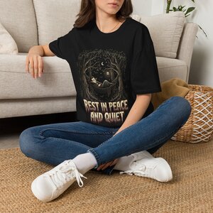 13367261393747717606_2048.jpeg T-Shirt — 'Rest in Peace and Quiet' Night Forest Graphic Tee