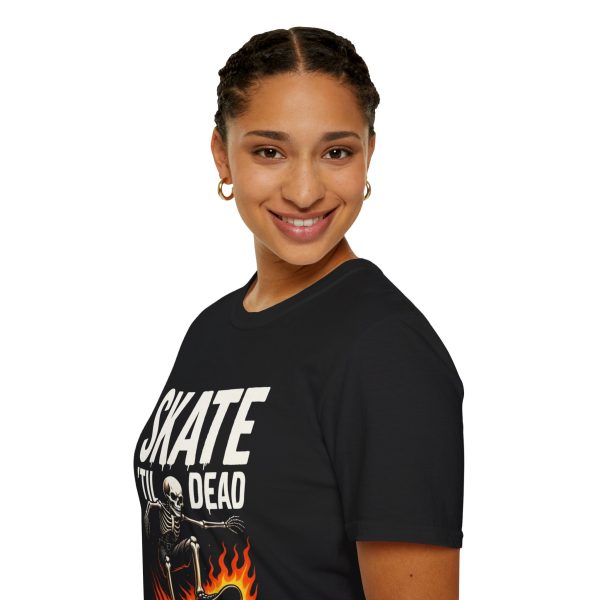Skate 'Til Dead T-Shirt — Flaming Skeleton Skateboard Tee