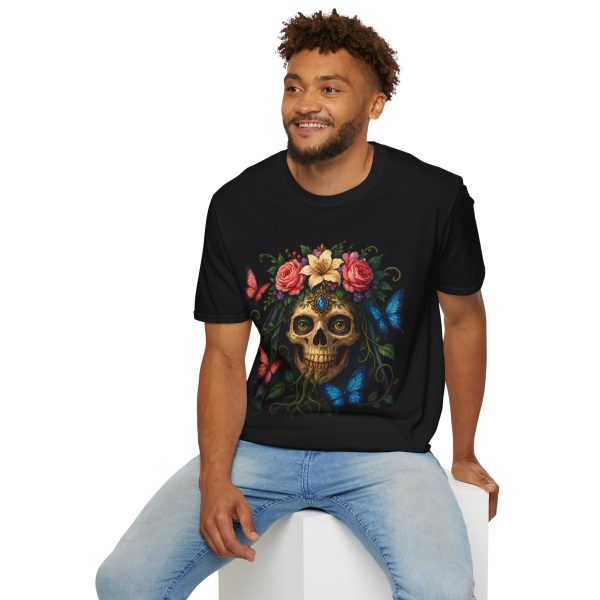 Sugar Skull Floral T-Shirt — Day of the Dead Skull with Roses