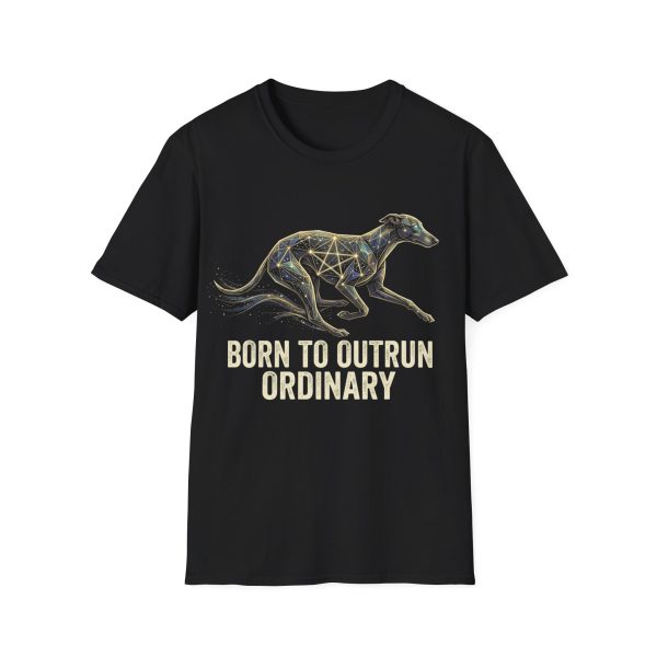 Born to Outrun Greyhound T-Shirt — Geometric Galaxy Dog