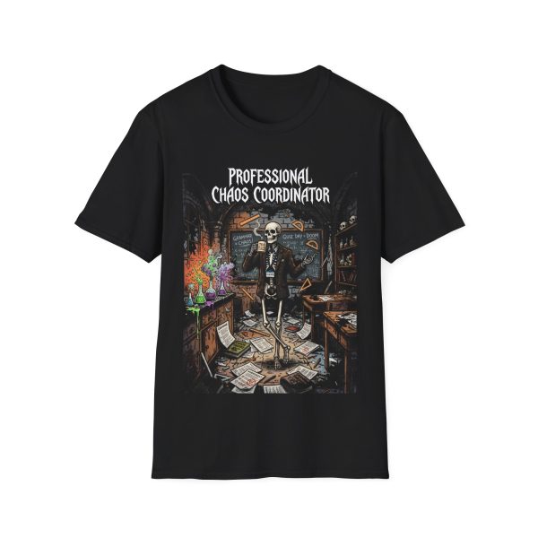 Professional Chaos Coordinator T-Shirt — Funny Skeleton Desk Manager