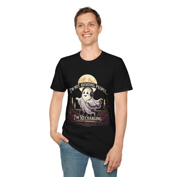 Ghost T-Shirt — “I’m Not Avoiding People… I’m Recharging” Cute Halloween