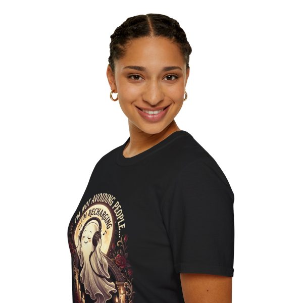 T-Shirt — "I'm Not Avoiding People, I'm Recharging" Ghost Graphic Tee