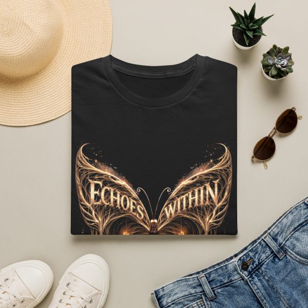15847188298171773580_2048.jpeg Echoes Within Butterfly T-Shirt — Mystical Golden Wing Graphic Tee