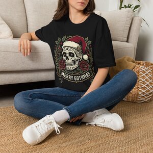 16892331406830214663_2048.jpeg Skull Santa T-Shirt — 'Merry Gothmas' Gothic Holiday Tee