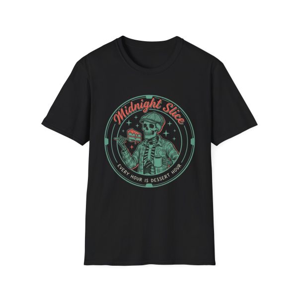 17136501839087699333_2048.jpeg Midnight Slice T-Shirt — Vintage Skull Pizza Night Tee