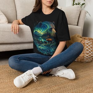 17778466866473636645_2048.jpeg Aurora Bear T-Shirt — Northern Lights Wilderness Graphic Tee