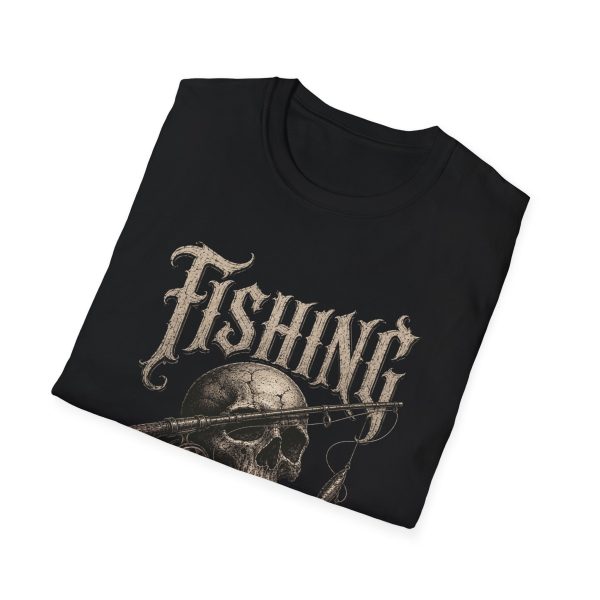 Fishing Doesn't Ask Questions T-Shirt — Skull & Rod Tee for Anglers