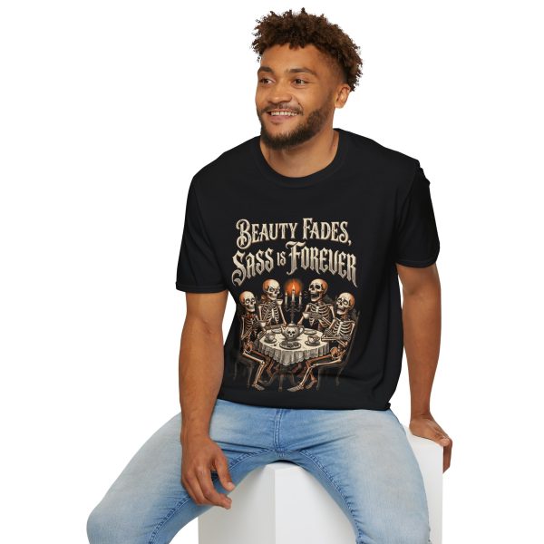 Beauty Fades, Sass Is Forever T-Shirt — Gothic Skeleton Vintage