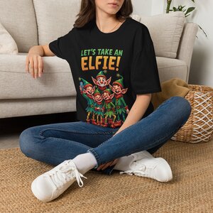 232239207868721980_2048.jpeg Elfie Selfie T-Shirt — "Let’s Take an ELFIE!" Christmas Elf Holiday Tee