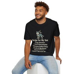 T-Shirt — "Recipe For My Son" Wolf Graphic Fathers Day Gift