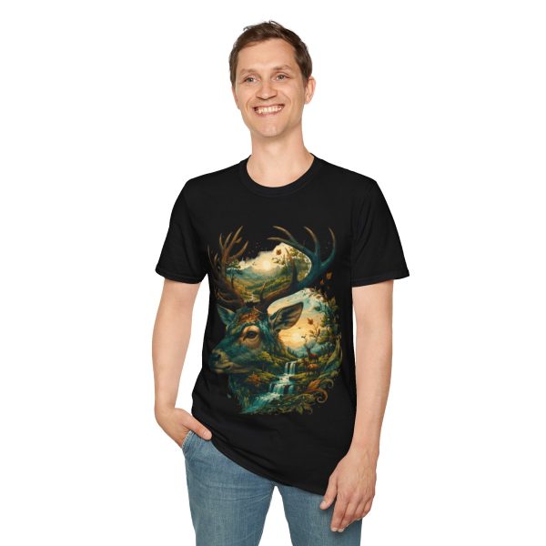 2609694230603464935_2048.jpeg Deer Moonscape T-Shirt — Forest Antler Nightscape Graphic Tee