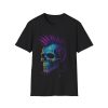 Neon Punk Skull T-Shirt — Purple Mohawk Graphic Tee