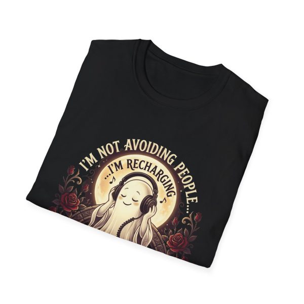 T-Shirt — "I'm Not Avoiding People, I'm Recharging" Ghost Graphic Tee