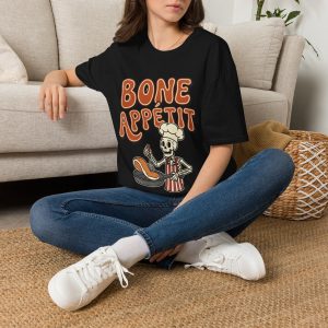 Bone Appétit Skeleton T‑Shirt — Funny Halloween/Day of the Dead Tee