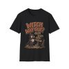 Witch Way Out? Halloween Tee – Funny Witch Broom Parking