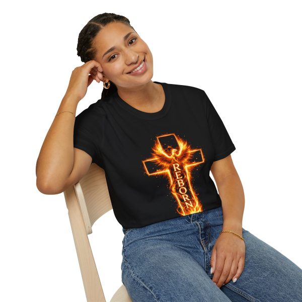 3929176681537412994_2048.jpeg Reborn Flame Cross T-Shirt — Fiery Phoenix Christian Tee