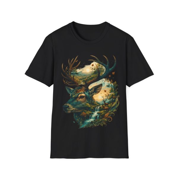 4049199874337470134_2048.jpeg Deer Moonscape T-Shirt — Forest Antler Nightscape Graphic Tee