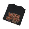 Witch Way Out T‑Shirt? Halloween — Cute Witch Graphic Tee