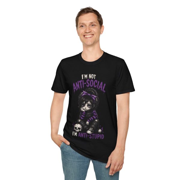 T-Shirt — "I'm Not Anti-Social, I Just Like Zombies" Gothic Graphic Tee