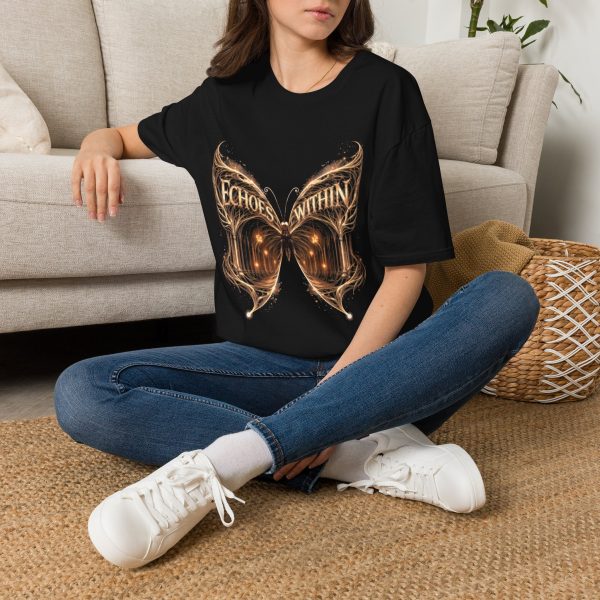 4926995878155560119_2048.jpeg Echoes Within Butterfly T-Shirt — Mystical Golden Wing Graphic Tee