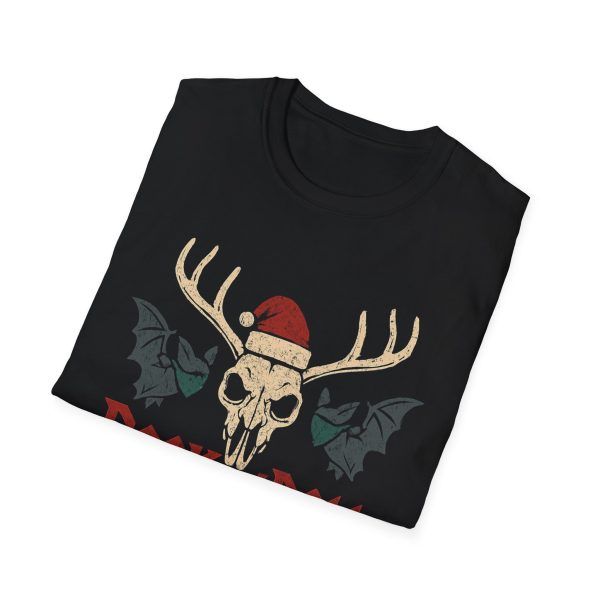 5046309458132232469_2048.jpeg Rock n' Roll Christmas T-Shirt — Skull Deer Antlers with Santa Hat