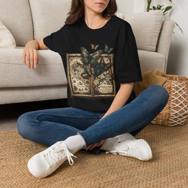 Butterfly Grimoire T‑Shirt — Vintage Book & Blue Butterflies