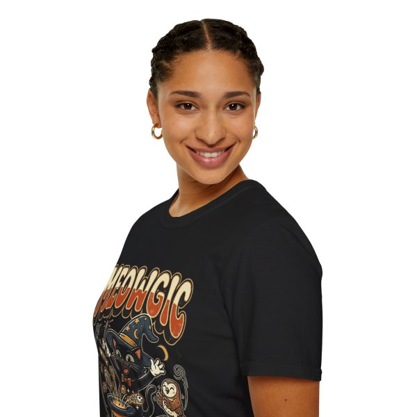 Meowgic Cat Wizard T-Shirt — Retro Halloween Magical Cat Tee