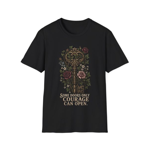 645033625037649504_2048.jpeg Vintage Floral Keyhole T-Shirt — "Some Doors Only Courage Can Open"