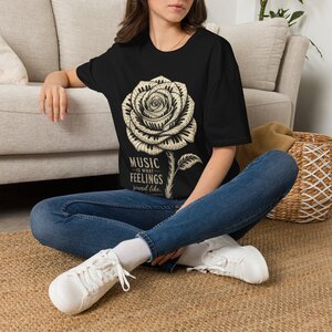 6980751608592577644_2048.jpeg Rose Guitar T-Shirt — "Music Is What Feelings Sound Like"