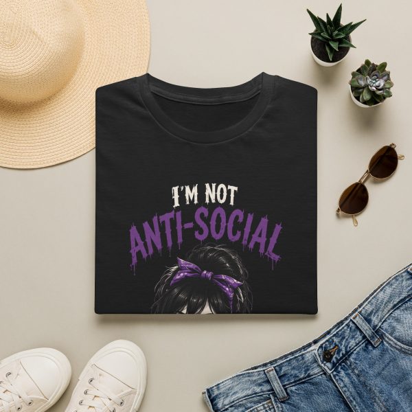 T-Shirt — "I'm Not Anti-Social, I Just Like Zombies" Gothic Graphic Tee