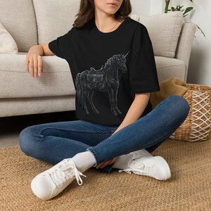 8775166719975379807_2048.jpeg Dark Gothic Unicorn T-Shirt — Elegant Steampunk Saddle Illustration