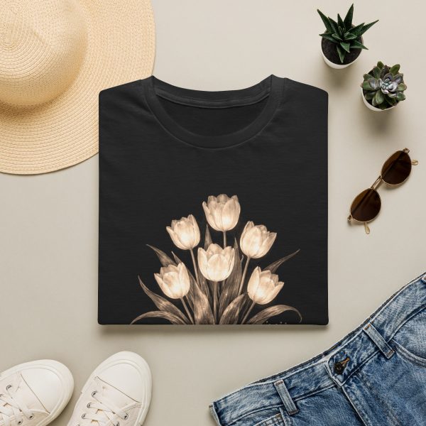Vintage Tulip Bouquet T‑Shirt — Sepia Floral Vase Graphic