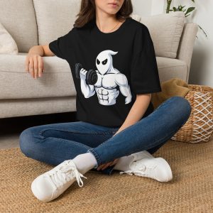 9226460023057039053_2048.jpeg Ghost Gym Shirt — Muscular Ghost Lifting Dumbbell Fitness Tee
