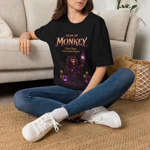 Year of Monkey Chaos Mage T-Shirt — Fantasy Wizardry Graphic Tee