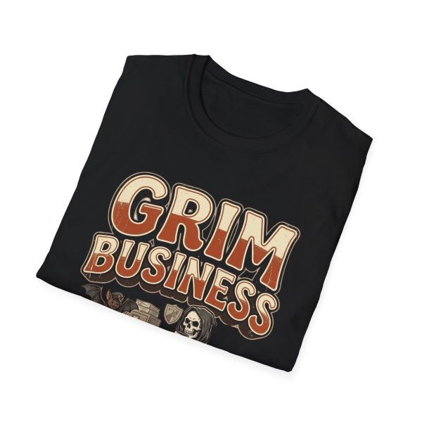 9812596948129866036_2048.jpeg Grim Business T-Shirt — Retro Skeleton Office Halloween Tee