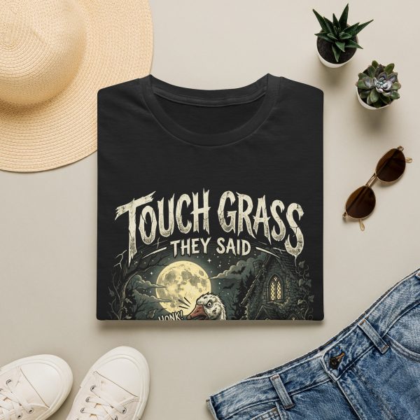 10625989712791774200_2048.jpeg Touch Grass They Said — Graphic T‑Shirt (Moonlit Skeleton Garden)